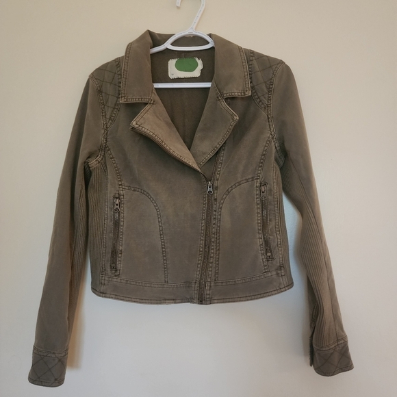 Anthropologie Jackets & Blazers - Anthropologie Easy Moto Jacket  Biker Full Zip Moto Jacket Size Small in Green